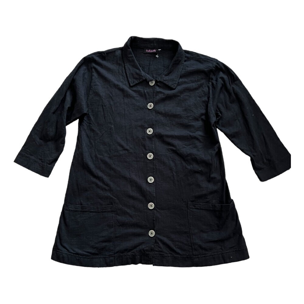 Fresh Produce Black Cotton Button Down XS